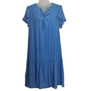 Indigo Rose Womens Prairie Dress Country Western Boho Flutter Sleeve Tiered S